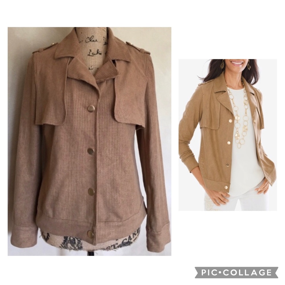 Chico’s neutral foil perforated jacket